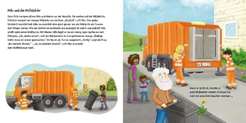 Buchcover und Innenansicht für das Buch: Mein erstes Geschichten-Bilder-Buch: Unterwegs mit Fahrzeugen