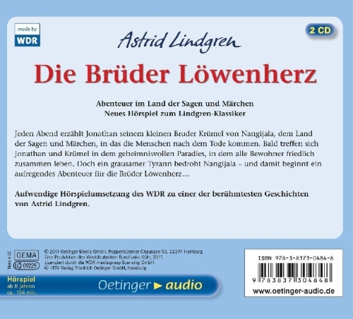 Buchcover und Innenansicht für das Buch: Bröderna Lejonhjärta