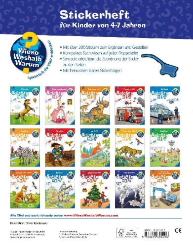 Buchcover und Innenansicht für das Buch: Wieso? Weshalb? Warum? Stickerheft: Weltraum