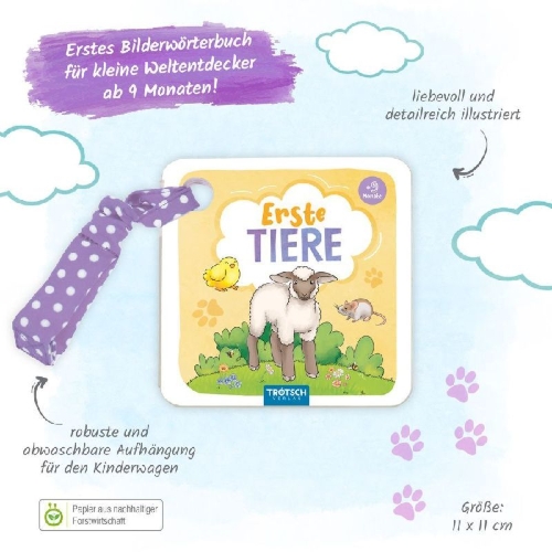 Buchcover und Innenansicht für das Buch: Trötsch Buggy-Buch Erste Tiere
