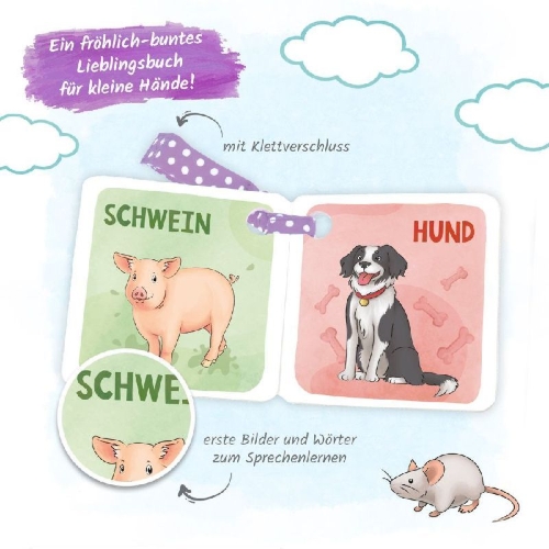Buchcover und Innenansicht für das Buch: Trötsch Buggy-Buch Erste Tiere