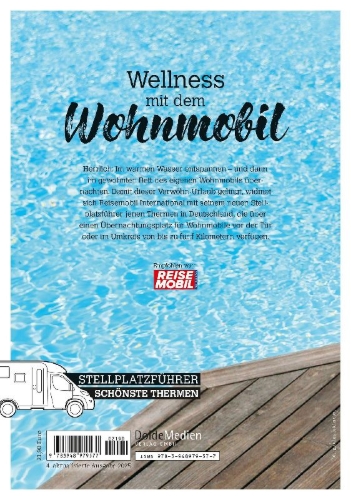 Buchcover und Innenansicht für das Buch: Stellplatzführer Schönste Thermen