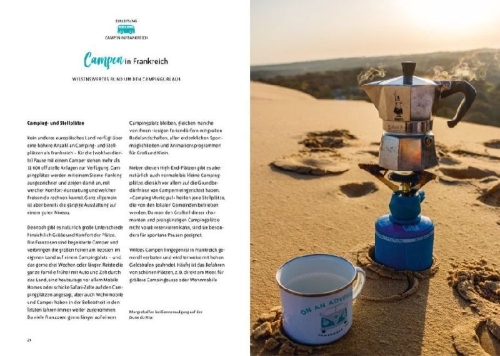 Buchcover und Innenansicht für das Buch: On the Road - Mit dem Campervan entlang der französischen Atlantikküste