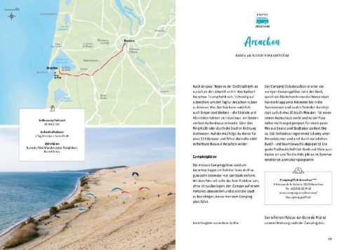 Buchcover und Innenansicht für das Buch: On the Road - Mit dem Campervan entlang der französischen Atlantikküste