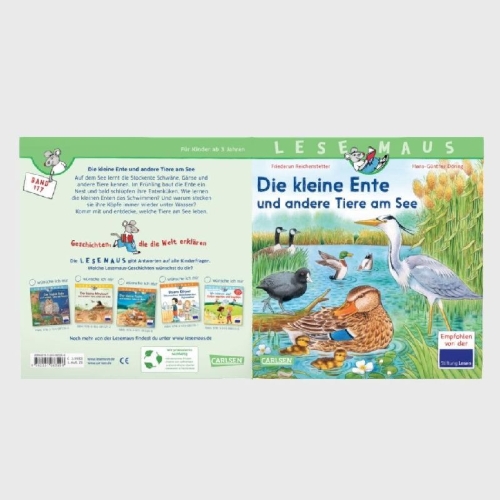 Buchcover und Innenansicht für das Buch: LESEMAUS 177: Die kleine Ente und andere Tiere am See