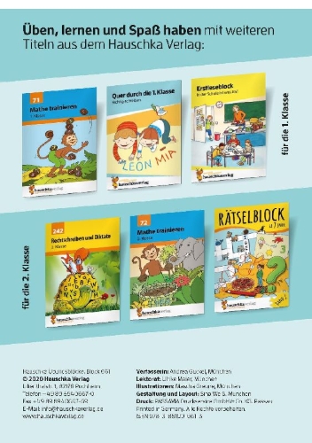 Buchcover und Innenansicht für das Buch: Quer durch die 1. Klasse, Mathe und Deutsch - Übungsblock