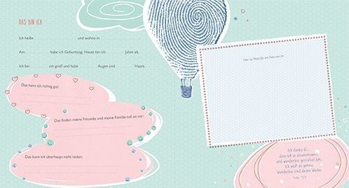Buchcover und Innenansicht für das Buch: Meine Erstkommunion Erinnerungsalbum Fisch