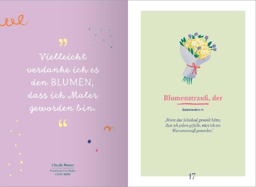 Buchcover und Innenansicht für das Buch: Wörterbuch für Gartenliebhaber