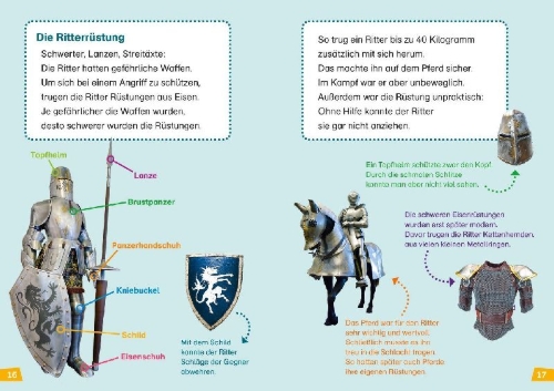 Buchcover und Innenansicht für das Buch: WAS IST WAS Erstes Lesen Band 19. Ritter und Burgen
