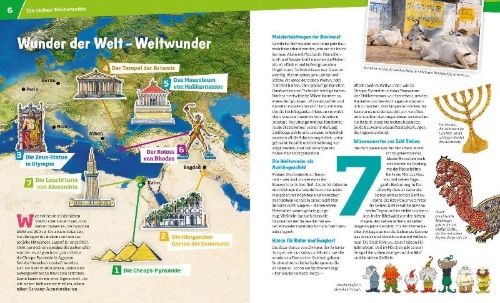 Buchcover und Innenansicht für das Buch: WAS IST WAS Band 81 Die sieben Weltwunder. Schätze der Antike