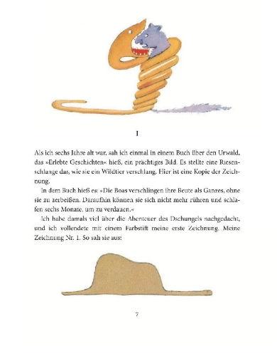Buchcover und Innenansicht für das Buch: Der Kleine Prinz. Die Originalausgabe