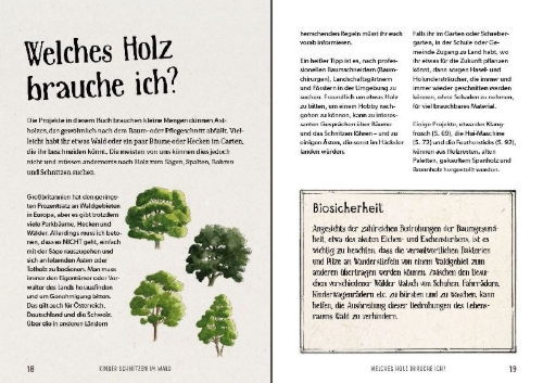 Buchcover und Innenansicht für das Buch: Kinder schnitzen im Wald