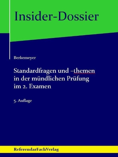 Buchcover und Innenansicht für das Buch: Standardfragen und -themen in der mündlichen Prüfung im 2. Examen