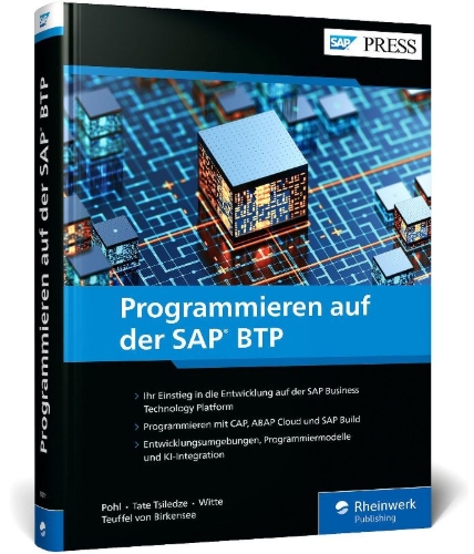 Buchcover und Innenansicht für das Buch: Programmieren auf der SAP BTP