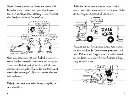 Buchcover und Innenansicht für das Buch: Diary of a Wimpy Kid: Rodrick Rules
