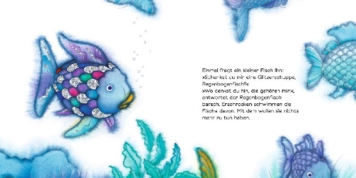 Buchcover und Innenansicht für das Buch: Der Regenbogenfisch