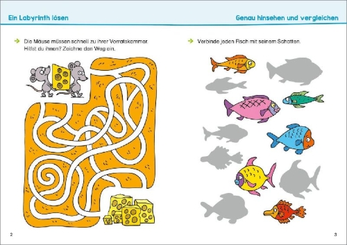 Buchcover und Innenansicht für das Buch: Konzentration üben. Vorschule