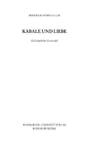 Buchcover und Innenansicht für das Buch: Kabale und Liebe