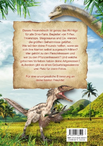Buchcover und Innenansicht für das Buch: Dinosaurier: Freundebuch