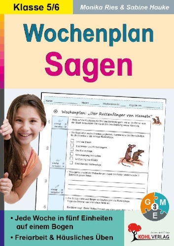 Buchcover und Innenansicht für das Buch: Wochenplan Sagen 5/6