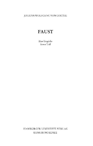 Buchcover und Innenansicht für das Buch: Faust I