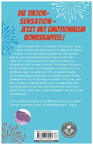 Buchcover und Innenansicht für das Buch: Red, White & Royal Blue