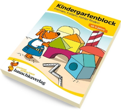 Buchcover und Innenansicht für das Buch: Kindergartenblock - Formen, Farben, Fehler finden ab 4 Jahre