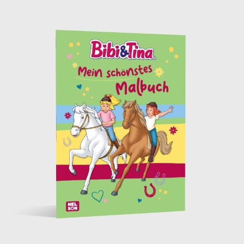 Buchcover und Innenansicht für das Buch: Bibi & Tina: Mein schönstes Malbuch