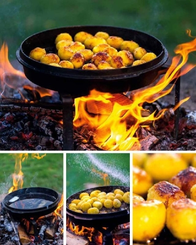 Buchcover und Innenansicht für das Buch: Draußen kochen