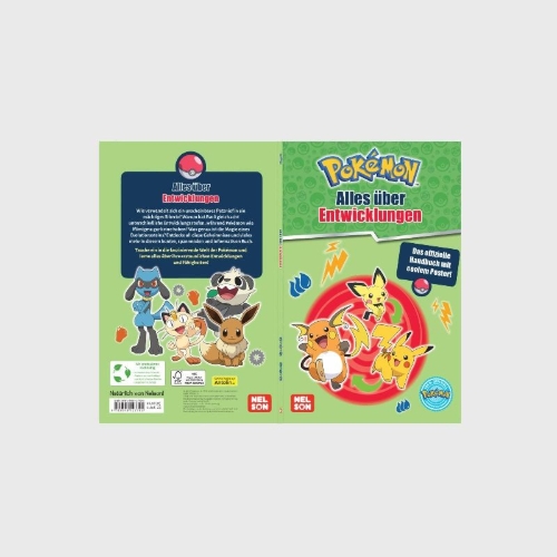 Buchcover und Innenansicht für das Buch: Pokémon Handbuch: Alles über Entwicklungen