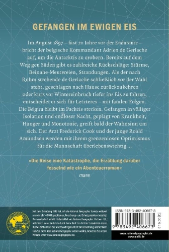Buchcover und Innenansicht für das Buch: Madhouse at the End of the Earth. The Belgica's Journey into the Dark Antarctic Night