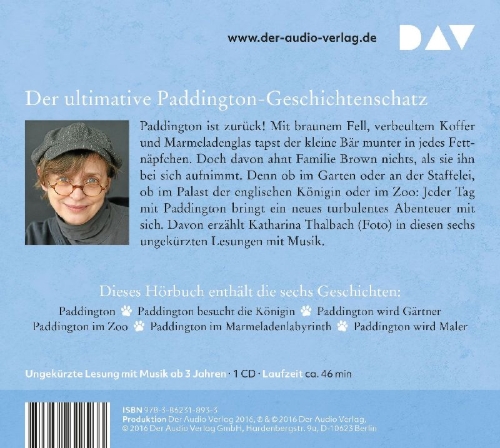 Buchcover und Innenansicht für das Buch: Die schönsten Geschichten von Paddington - Sechs Hörbuchabenteuer