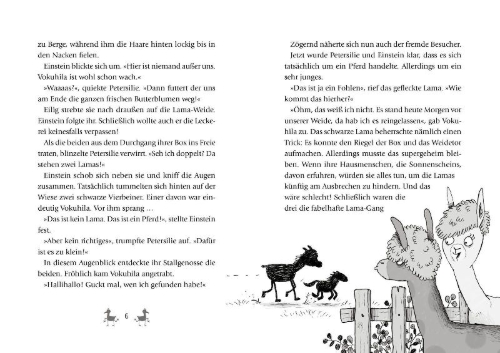 Buchcover und Innenansicht für das Buch: Die Lama-Gang. Mit Herz & Spucke 4: Auf die Hufe, fertig los!