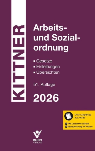 Buchcover und Innenansicht für das Buch: Arbeits- und Sozialordnung 2026