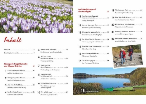 Buchcover und Innenansicht für das Buch: Wanderungen für Senioren Allgäu