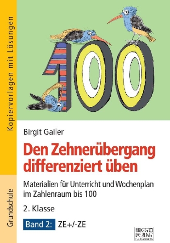 Buchcover und Innenansicht für das Buch: Den Zehnerübergang differenziert üben - 2. Klasse / Band 2