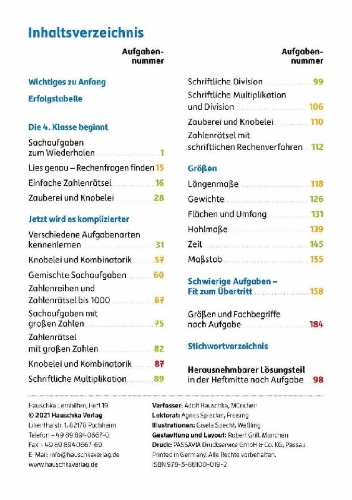 Buchcover und Innenansicht für das Buch: Textaufgaben 4. Klasse