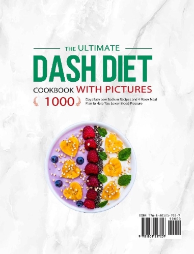 Buchcover und Innenansicht für das Buch: The Ultimate Dash Diet Cookbook with Pictures