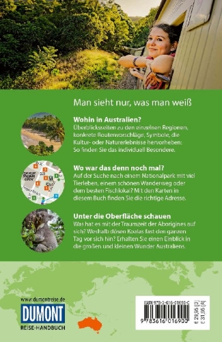 Buchcover und Innenansicht für das Buch: DUMONT Reise-Handbuch Reiseführer Australien