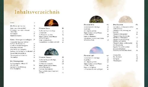 Buchcover und Innenansicht für das Buch: Magie im Hexengarten - Gärtnern mit grüner Magie