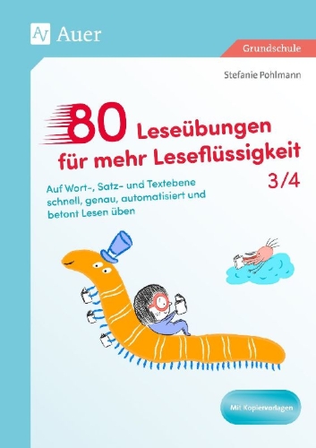 Buchcover und Innenansicht für das Buch: 80 Leseübungen für mehr Leseflüssigkeit 3/4