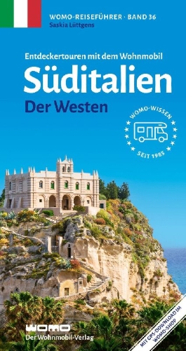 Buchcover und Innenansicht für das Buch: Entdeckertouren mit dem Wohnmobil Süditalien Der Westen
