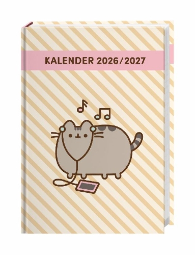 Buchcover und Innenansicht für das Buch: Pusheen 17-Monats-Kalenderbuch A5 2027 - 17 Monate. Von August 2026 bis Dezember 2027