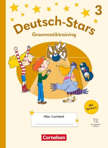 Buchcover und Innenansicht für das Buch: Deutsch-Stars 3. Schuljahr- Grammatiktraining - Ausgabe 2025 - Übungsheft mit Lösungen und digitalen Medien