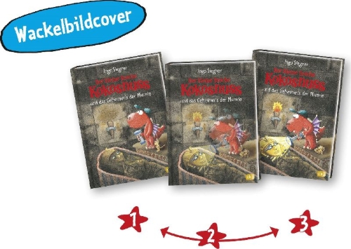 Buchcover und Innenansicht für das Buch: Der kleine Drache Kokosnuss und das Geheimnis der Mumie