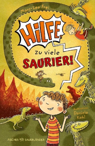 Buchcover und Innenansicht für das Buch: Hilfe, zu viele Saurier!