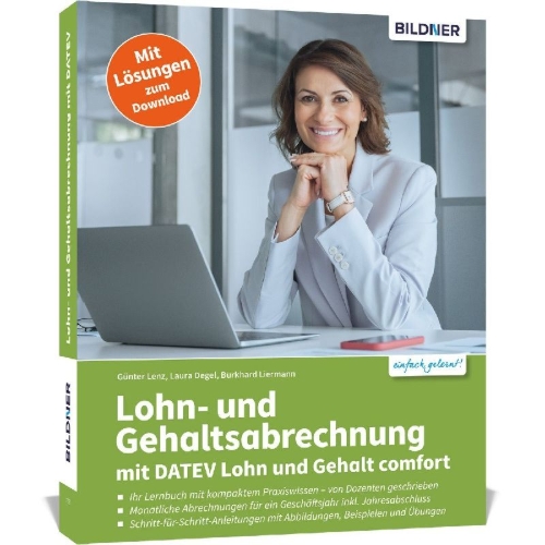 Buchcover und Innenansicht für das Buch: Lohn- und Gehaltsabrechnung mit DATEV Lohn und Gehalt comfort