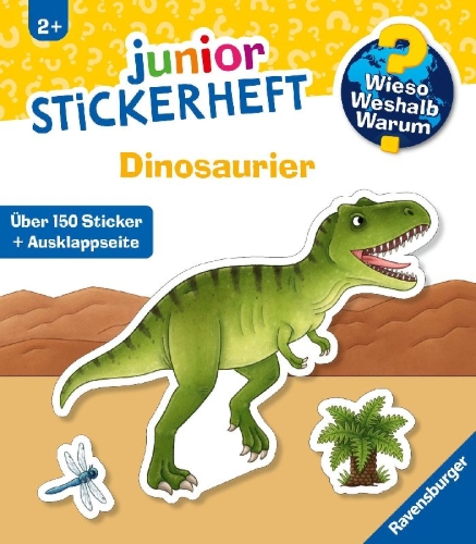 Buchcover und Innenansicht für das Buch: Wieso? Weshalb? Warum? junior Stickerheft - Dinosaurier