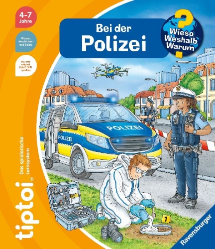 Buchcover und Innenansicht für das Buch: tiptoi® Wieso? Weshalb? Warum? - Bei der Polizei