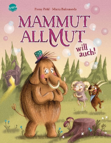 Buchcover und Innenansicht für das Buch: Mammut Allmut will auch!